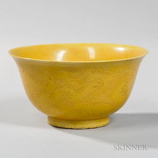 Yellow-glazed "Dragon" Bowl 黄色釉龙图碗