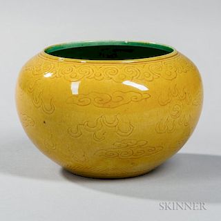 Yellow-glazed Alms Bowl 黄色釉瓷罐
