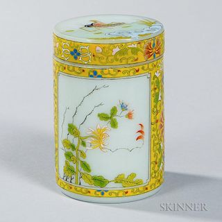 Enameled Peking Glass Covered Jar 玻璃带盖罐