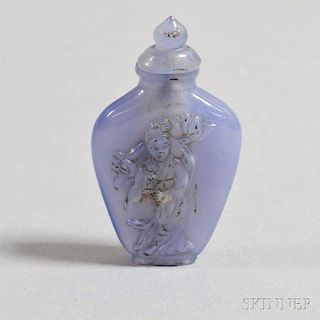 Carved Blue Agate Snuff Bottle 蓝色雕制鼻烟壶