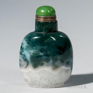 Crystalized Moss Agate Snuff Bottle 玛瑙鼻烟壶