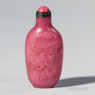 Pink Peking Glass Snuff Bottle 玻璃鼻烟壶
