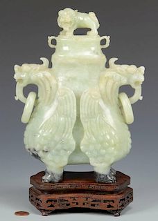 Chinese Archaistic Carved Jade Urn