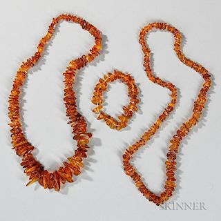 Three Strings of Amber Composite Beads 三套琥珀串珠链