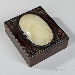 Wood Box with Jade Plaque Cover 玉面木盒