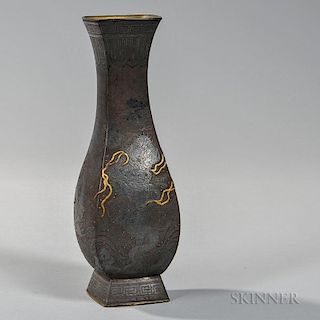 Parcel-gilt Bronze Damascene Vase 镀金铜花瓶