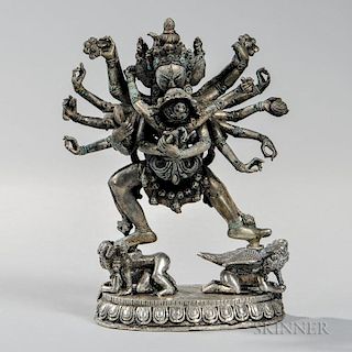 Silver Alloy Sculpture of Chakrasamvara 西藏银质千手观音
