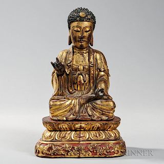 Giltwood Figure of Buddha 镀金木质佛像
