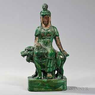 Green-glazed Pottery Figure of Guanyin 绿色釉观音像