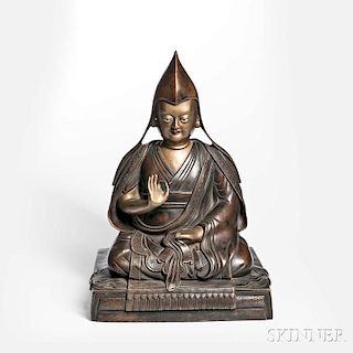 Gilt-bronze Figure of Tsongkhapa 西藏镀金宗喀巴铜像