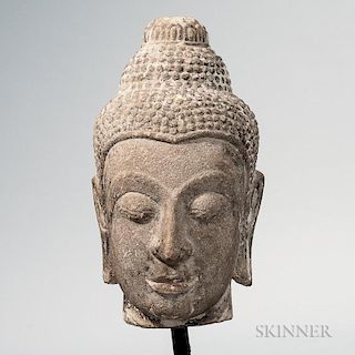 Carved Stone Buddha Head 泰国石雕佛像头
