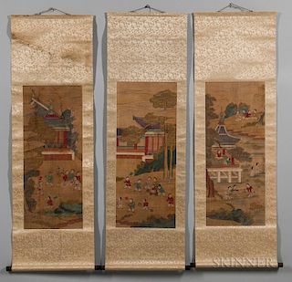 Set of Three Hanging Scrolls 三幅韩国画立轴