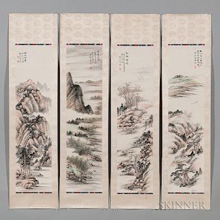 Set of Four Landscapes 四幅中国山水画