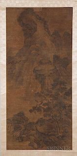 Hanging Scroll Depicting Cranes and Pine Trees 中国画 立轴 - 松鹤图