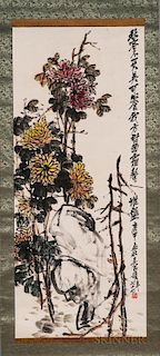 Hanging Scroll Depicting Chrysanthemums 中国画 立轴 - 菊花
