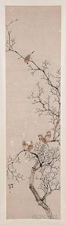 Hanging Scroll Depicting Sparrows 中国画 立轴 - 麻雀