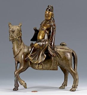 Chinese Bronze Horse w/ Rider, 2 pcs.