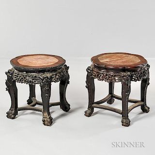 Two Marble-top Stands 两个大理石面花台