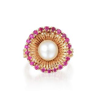 A Pearl and Ruby Ring