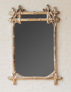 FAUX BAMBOO PAINTED METAL MIRROR