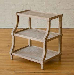 THREE-TIER PINE END TABLE