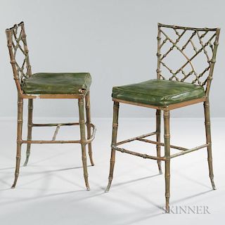 Two Faux Bamboo Bar Stools