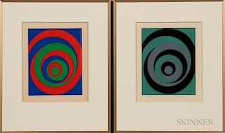Theo (Theodore) Hios (Greek/American, 1910-1999)      Two Prints: Untitled  /Blue, Red, and Green