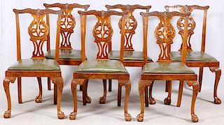 CHIPPENDALE STYLE MAHOGANY SIDE CHAIRS SET OF SIX