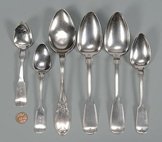 6 Klein Miss. coin silver spoons