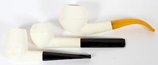 HAND CARVED MEERSCHAUM PIPES THREE
