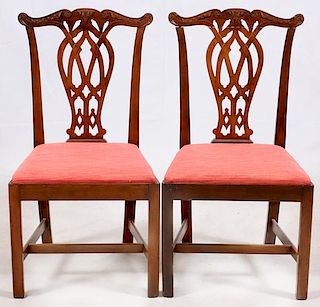 CHIPPENDALE MAHOGANY SIDE CHAIRS C 1800 PAIR