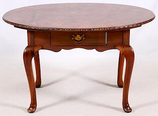 RALPH LAUREN MAHOGANY LEATHER TOP OVAL TABLE