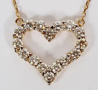 YELLOW GOLD & 1.64CT NATURAL DIAMOND HEART NECKLACE