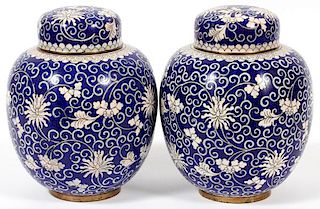 CHINESE CLOISONNE COVERED GINGER JARS CIRCA 1920