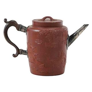 Silver Mounted Yixing Export Pottery Teapot
