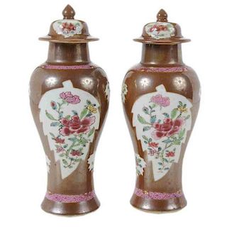 Pair Batavia Ware Vases