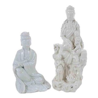 Two Blanc de Chine Guanyin Figures