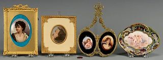 Five Framed Miniature Portraits