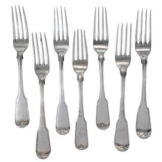 Seven George III English Silver Forks