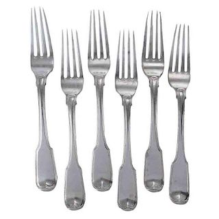Six Chinese Export Silver Forks