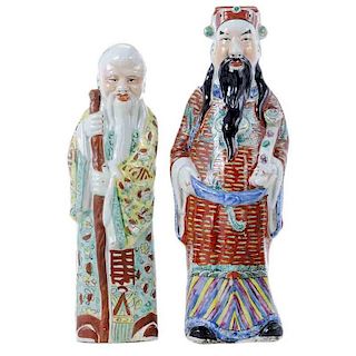 Two Mandarin Porcelain Standing Figures