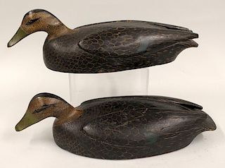 PAIR OF CARVED AND PAINTED DUCK DECOYS, CLOSSON