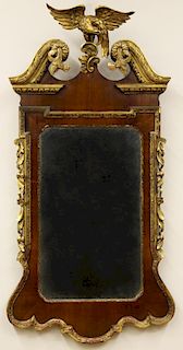 CHIPPENDALE MAHOGANY AND GILT &quot;CONSTITUTION&quot; MIRROR