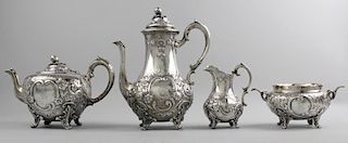 4-PIECE VICTORIAN STERLING TEA AND COFFEE SET