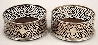 PAIR OF 18TH C. ENGLISH SILVER WINE COASTERS