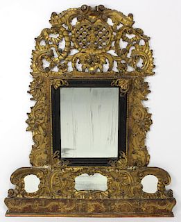 18TH C. VENETIAN CARVED GILTWOOD WALL MIRROR