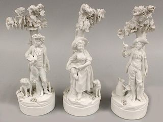 (on 3) A COLLECTION OF 18TH C. ENGLISH BISQUE FIGURINES
