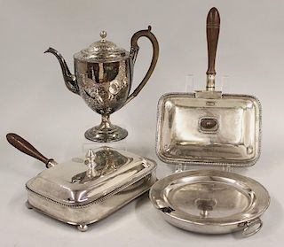(on 4) ANTIQUE SHEFFIELD PLATED SILVER HOLLOWWARE