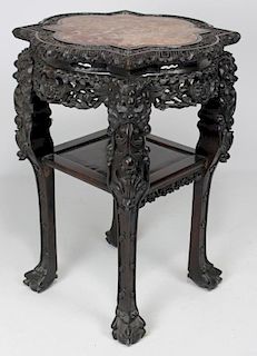 CHINESE CARVED HARDWOOD STAND