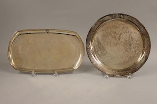 (2) STERLING SILVER HAMMERED TRAYS